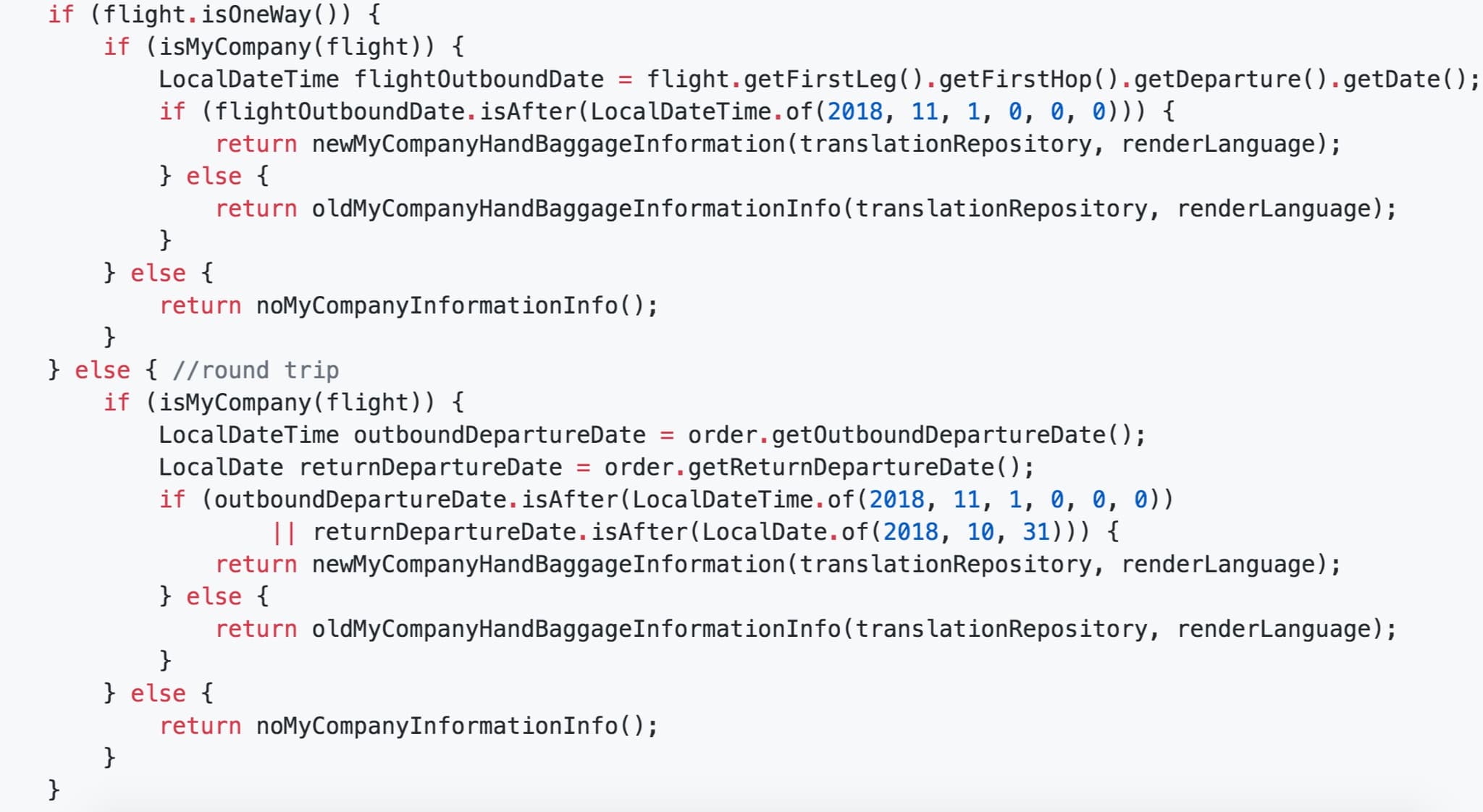 Refactoring: a real case of a nested if structure transformed into a chain of responsibility