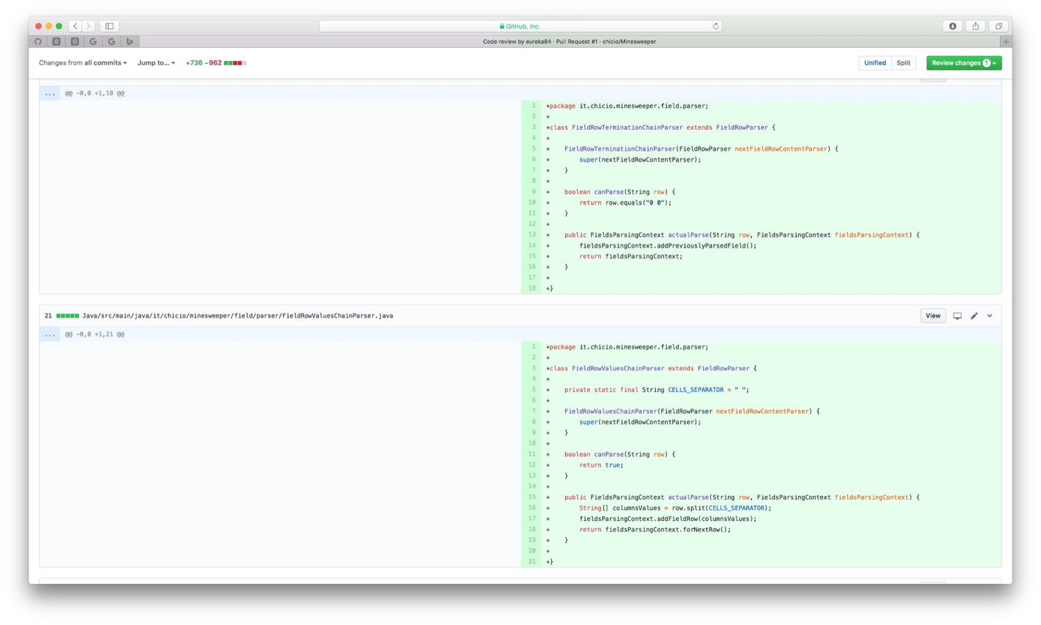 A lightweight chain has been introduced for the row parsing