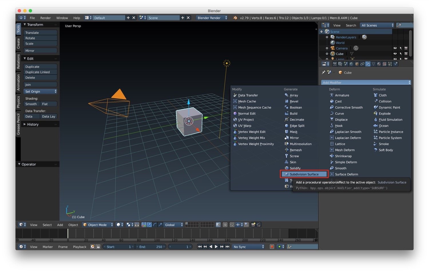 The add subdivision surface feature