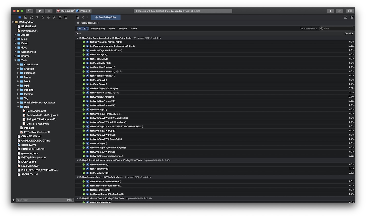 Now I can run my ID3TagEditor acceptance tests when I open it as a Swift package in Xcode