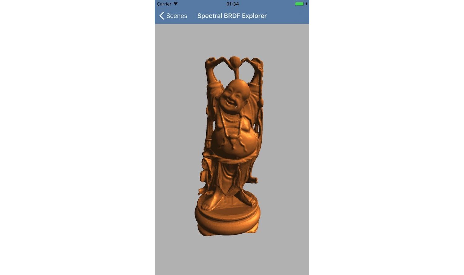 An example model rendered using Phong model in Spectral BRDF explorer