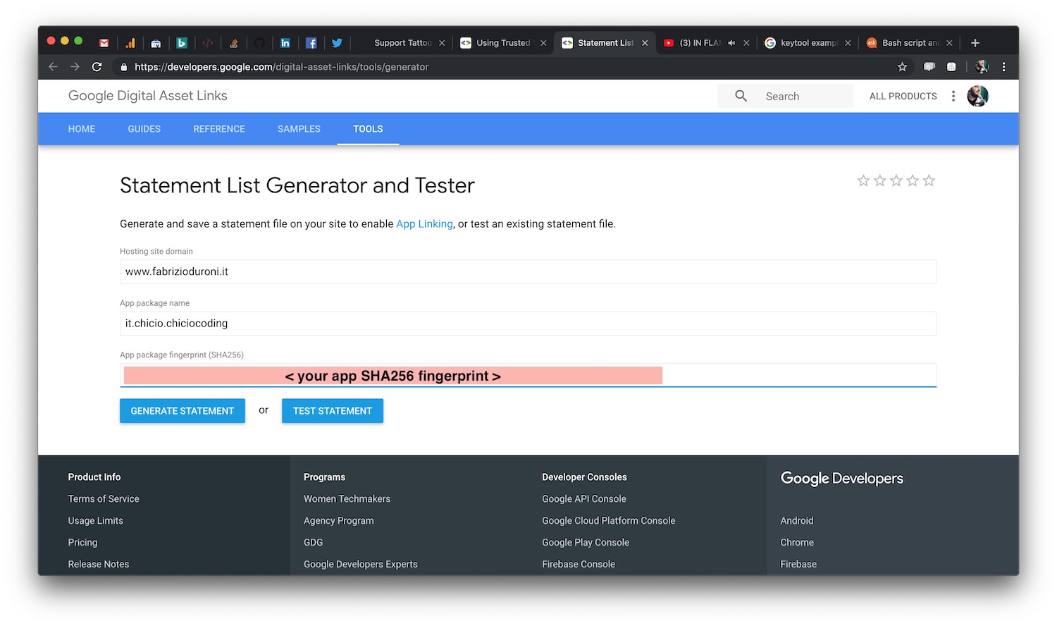 Generate the assetlinks.json file